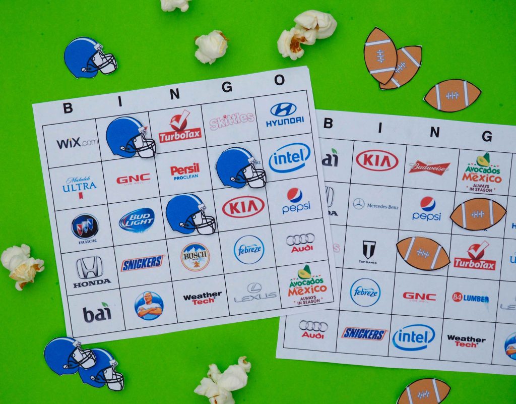 Super Bowl Commercial Bingo